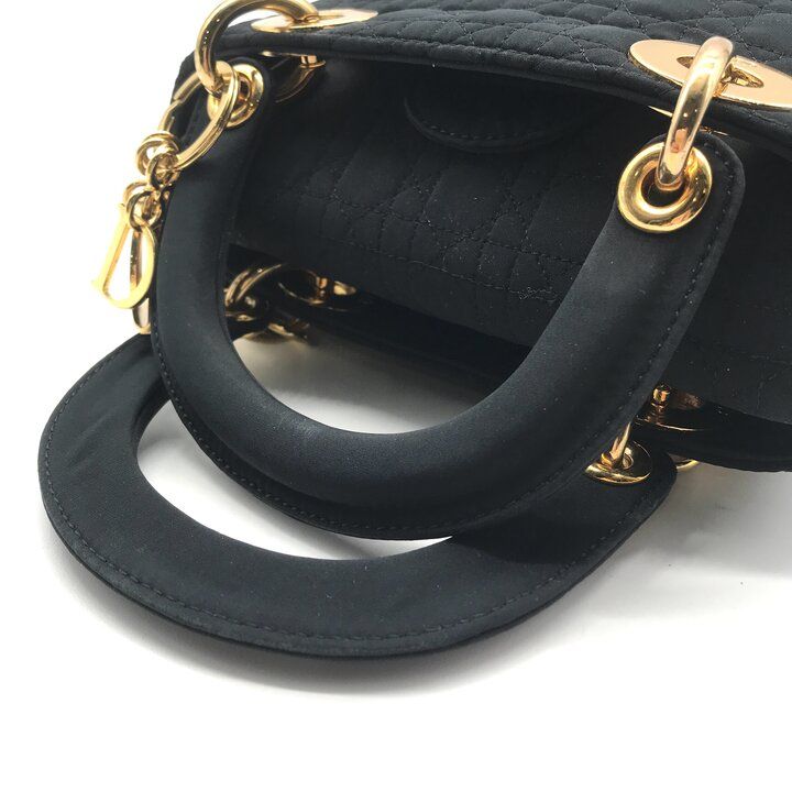 Dior Cannage Nylon Canvas Hand Bag Black