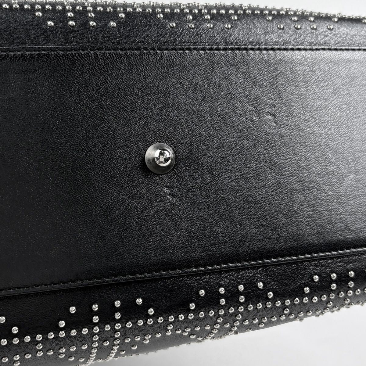 Dior Lady Studs Cannage Handbag Leather Black