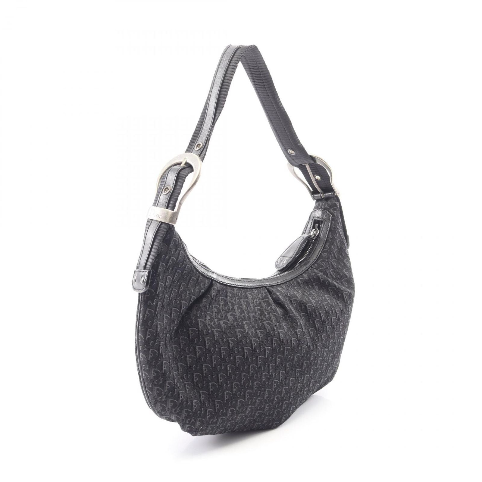 Dior Shoulder Bag Black Canvas Leather Trotter