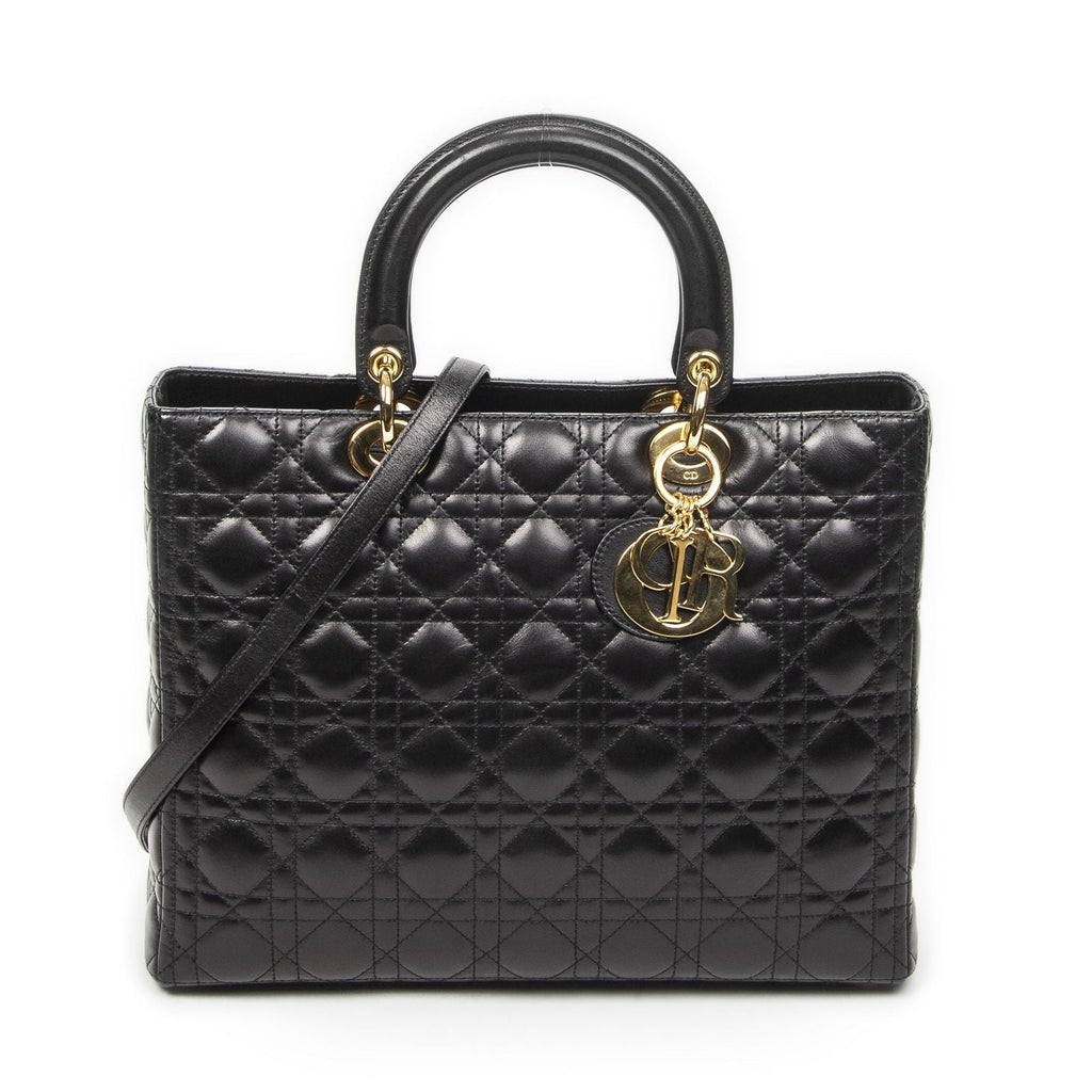 Dior Large Lady Dior Zip Black Canada Lambskin Leather Handbag