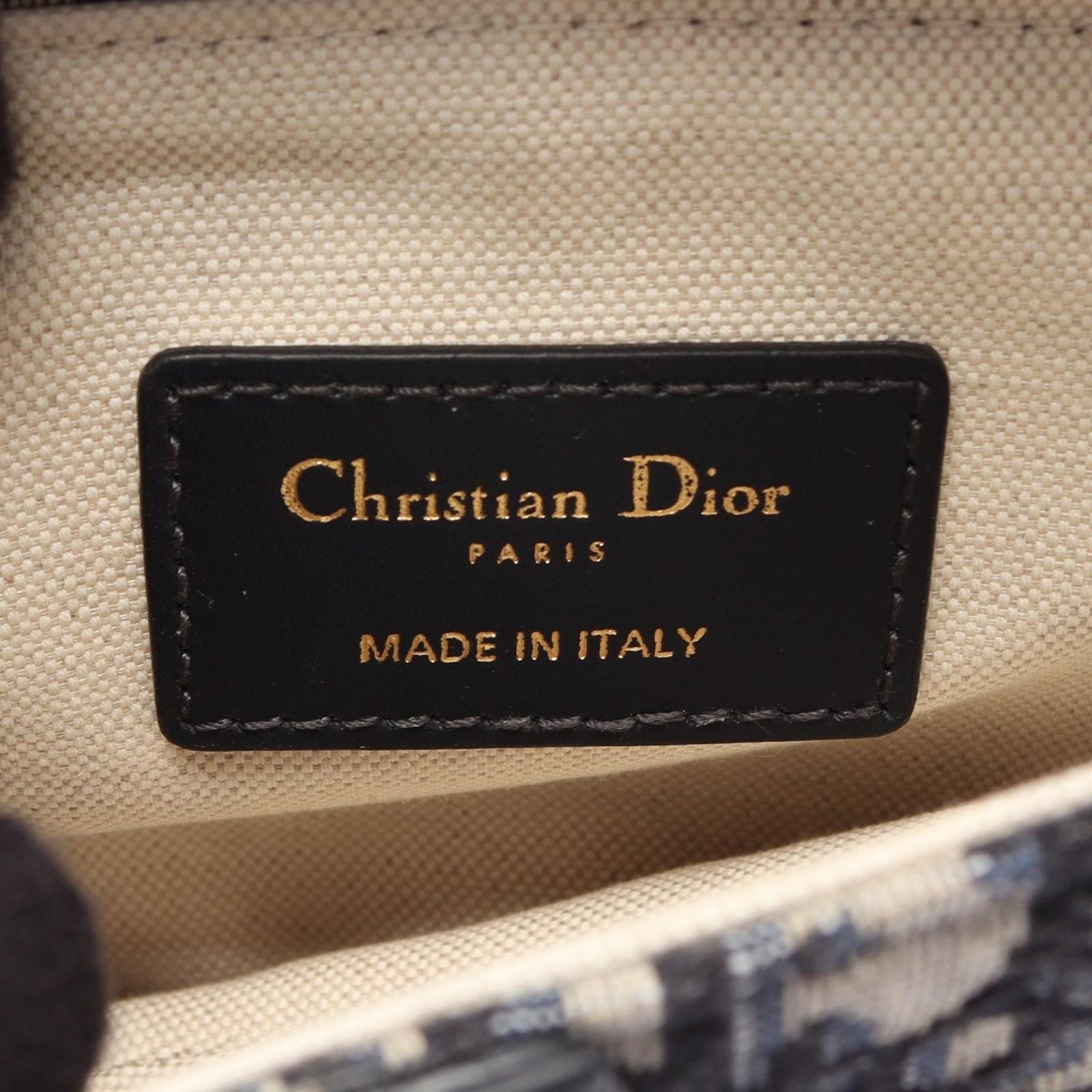 Dior Handbag Saddle Oblique Navy Canvas Leather Bag Mini