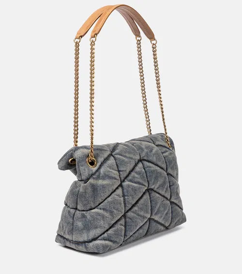 YSL Puffer Small Denim Shoulder Bag