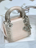 Lady Dior Pink Himalayan shiny crocodile leather with diamond hardware