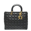 Dior Christian 2-Way Shoulder Bag Cannage Black