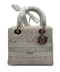 Christian Dior White Canvas & Lace Handbag