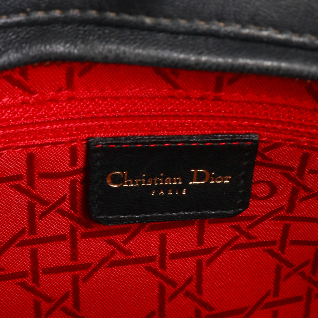DIOR - Lady Dior large handbag in vintage black quilted leather