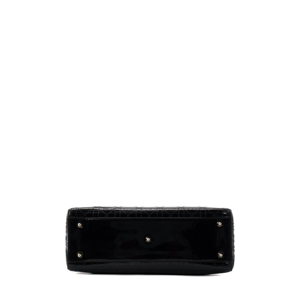 DIOR - Vintage black patent cannage leather Lady Dior Large handbag